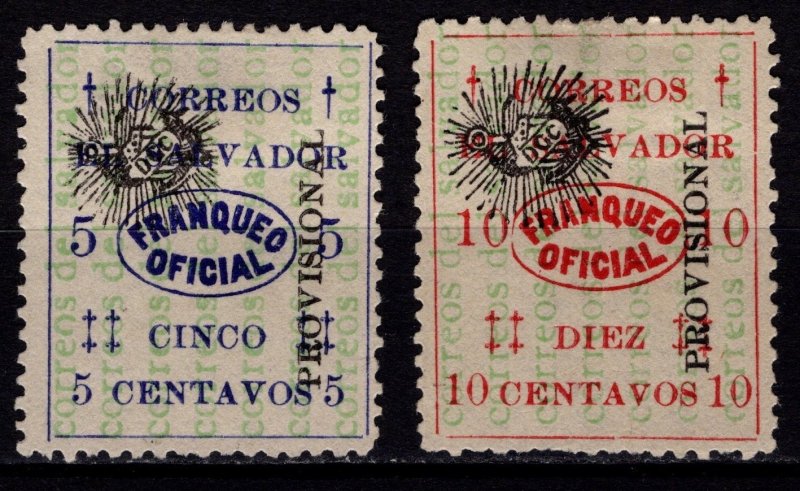 El Salvador 1914 Official Optd. Shield & Provisional, 5c & 10c [Unused]