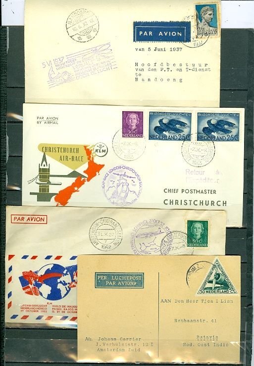NETHERLANDS  LOT of (4)  AIRMAIL COVERS ... CACHETS