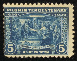 US Scott 550 Mint NH OG 5c deep Blue Pilgrim Tercentenary  Lot T032 bhmstamps