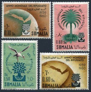 Somalia 239-241,C67, MNH. Mi 372-375. World Refugee Year WRY-1960. Globe, Stork.