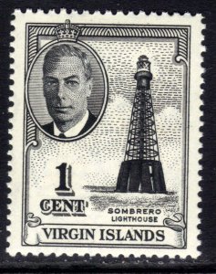 British Virgin Islands 1952 KGV1 1ct Black Lighthouse Umm SG 136 ( H716 )