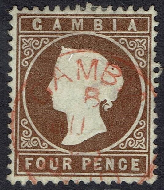 GAMBIA 1880 QV CAMEO 4D WMK CROWN CC UPRIGHT USED