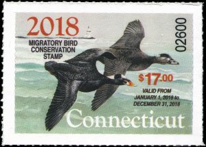 CONNECTICUT  #25 2018 STATE DUCK STAMP BLACK SCOTERS / LIGHTHOUSE Chet Renesen