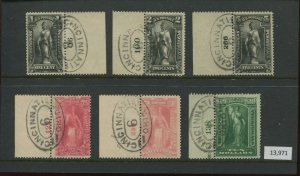 Scott PR114-116, PR118-119 & PR122 Newspaper Used Plate # Stamps with Crowe Cert