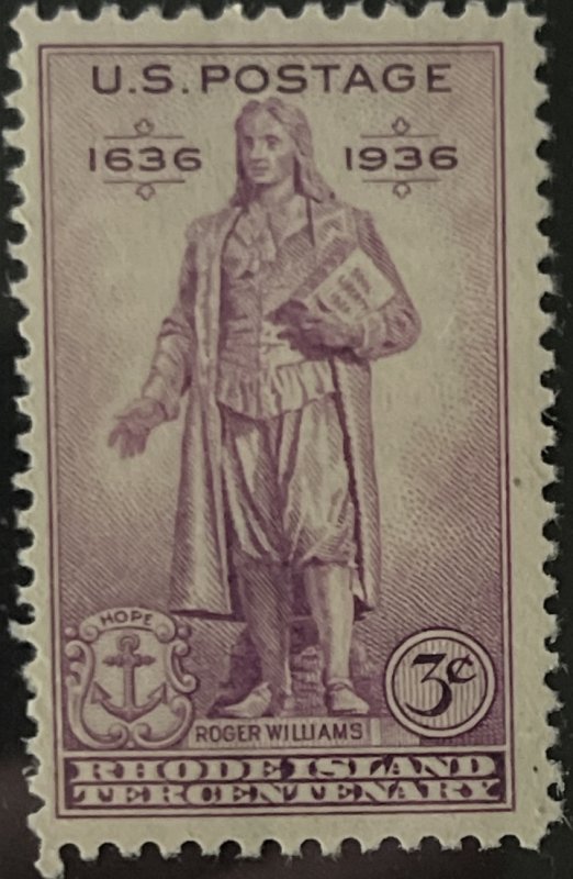 Scott #777 1936 3¢ Rhode Island Tercentenary MNH OG