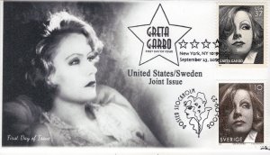 AO-3943-4, 2005,  Greta Garbo, First Day Cover, Pictorial  Postmark, Joint Issue
