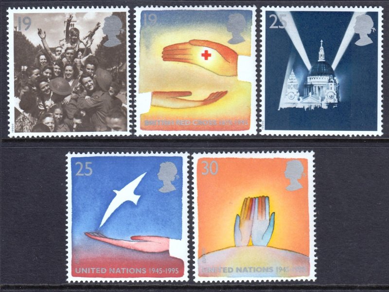 Great Britain 1995 End of World War II Complete Mint MNH Set SC 1611-1615