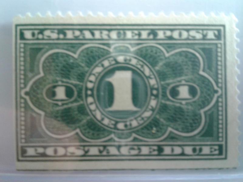 SCOTT # JQ1  ONE CENT MINT NEVER HINGED NO GUM U.S PARCEL POST POSTAGE DUE