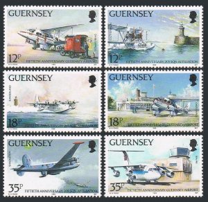 Guernsey 404-409, MNH. Mi 453-458. Aircraft,50th Ann. 1989.DH86 Express, Rapide,