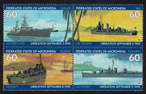 Micronesia Warships Liberation Second World War Block of 4v 1995 MNH SG#436-439