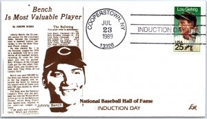 U.S. EVENT COVER JOHNNY BENCH BASEBALL HALL OF FAME INDUCTION CEREMONY 1989