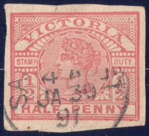 Rare 1891 Victoria 1/2 penny Newspaper Wrapper Cutout