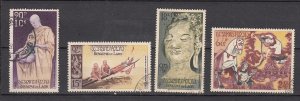 J42457 Stamps 1957 laos set used #c27-30 designs