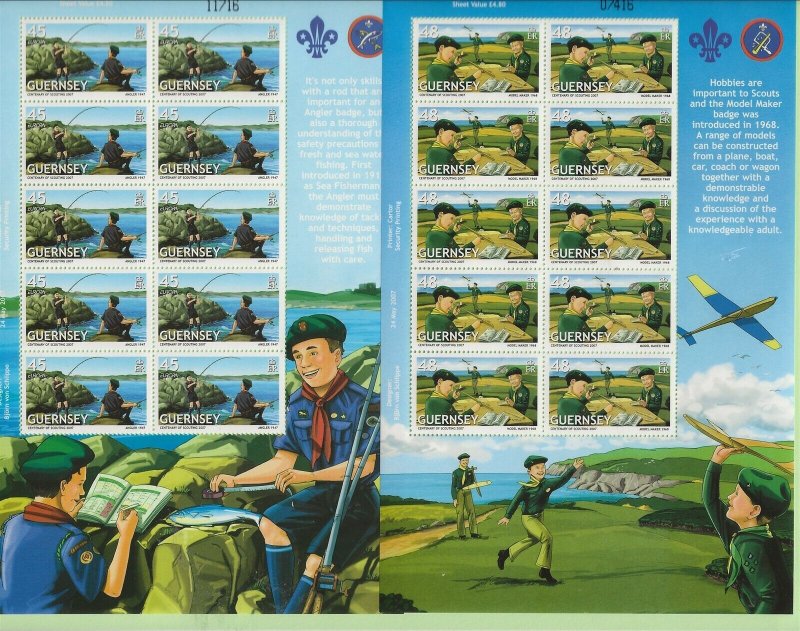 GB - GUERNSEY Sc 932-37 NH issue of 2007 - MINISHEETS - SCOUTS - EUROPA. Sc$100