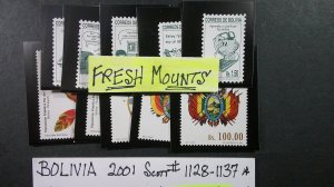 Bolivia 2001 Scott# 1128-1137 MNH VF XF complete as issued set of 10