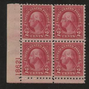 1924 US Stamp #583 2c Mint F/VF LH Plate Block of 4 Catalogue Value $70