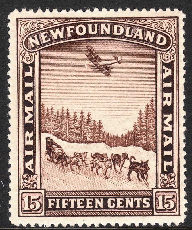 1931 Newfoundland watermark 224 airmail 15¢ issue MLMH Sc# C9 CV: $10.00