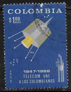 Colombia #C499 1p Early Bird Satellite, Southern Cross and Radar