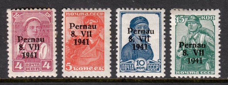 Estonia (German Occupation) - (4) Pernau Type II overprints