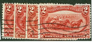 Scott 286 2c Trans-Mississippi Issue Used Four Copies Cat $11