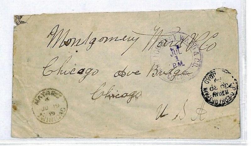 Trinidad & Tobago 1919 *Mayaro* Cover CDS Postmark USA {samwells-covers} CS242