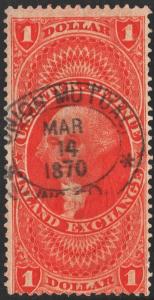 R69c $1.00 Revenue: Inland Exchange (1862) Oval Date Stamp