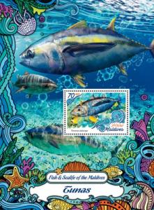 MALDIVES 2016 SHEET TUNAS FISHES MARINE LIFE mld161007b