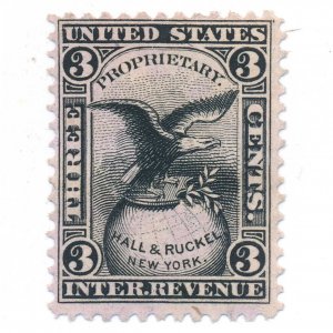 RS96c William Henry Hall & John H. Ruckel Medicine Stamp, pink paper, 1865, N.Y.