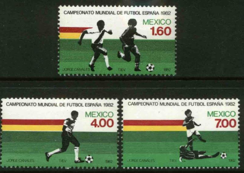 MEXICO 1278-1280 FIFA Soccer World Cup MINT, NH. VF.