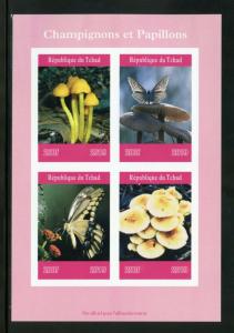 CHAD 2019  MUSHROOMS AND BUTTERFLIES  SHEET IMPERFORATE   MINT NEVER HINGED