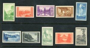 US Stamp #756-765 IMPERF Set of National Parks - 1c-10c - MNGNH - CV $15.50