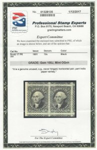 #17 Mint Pair 100J Guaranteed Finest in Existence - Parts of 9 Stamps (GD 6/25) 