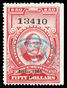 Scott R406 1944 $50.00 Dated Red Documentary Revenue Used F-VF