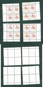 Canada. 1981 Set. 4 Corner Block Margin. Maple Leaf A MNH. CBN PL.# 2. Sc# 907