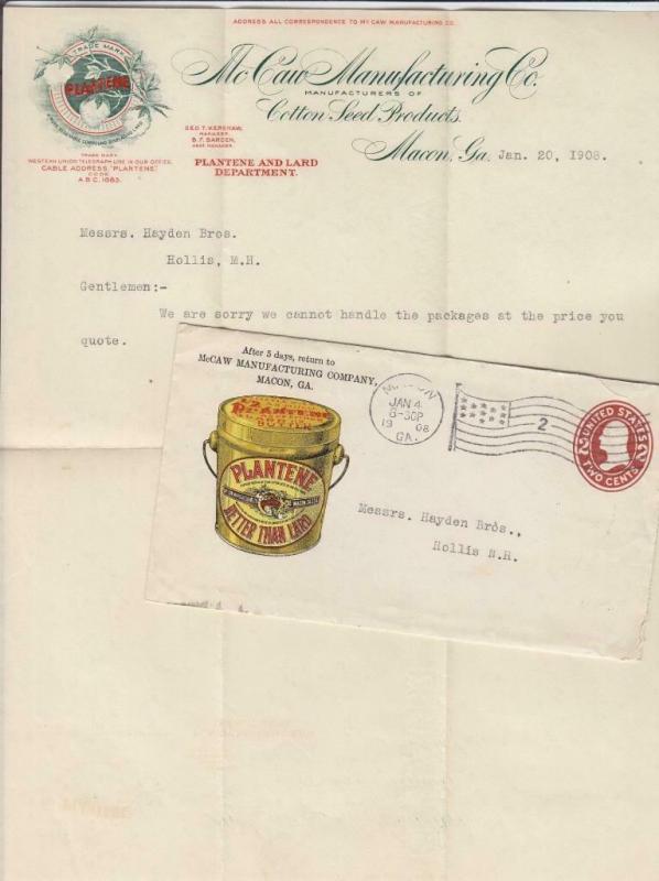 1908, Cotton Seed Oil, Macon, GA to Hollis, NH, See Remark (22590)