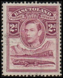 Basutoland 21 - Used - 2p George VI / Crocodile (Light cancel)(1938)(cv $0.80) +