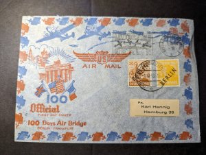 1948 USA PO in Germany Airmail First Day Cover FDC Berlin to Hamburg Air Bridge