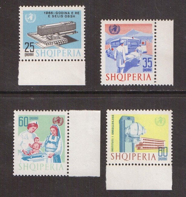 Albania    #930-933   MNH   1966  WHO headquarters Geneva