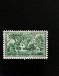 1953 3c Sagamore Hill, Home of Theodore Roosevelt, N.Y. Scott 1023 Mint F/VF NH
