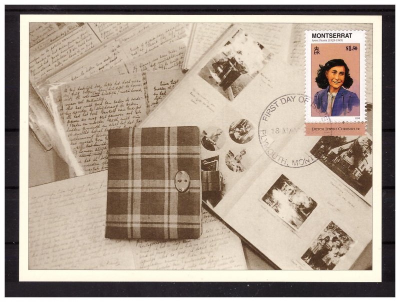 MONTSERRAT 1998 Anne Frank/WW II/Judaica Maximumcard