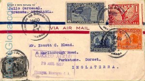 ad6306 - NICARAGUA - Postal History -  AIRMAIL COVER to GB 1937- BASEBALL error