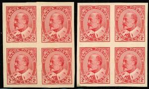 90 and 90a Mint VF NH Blocks of Four Unitrade $480.00 - Stuart Katz