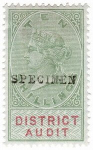 (I.B) QV Revenue : District Audit 10/- (1882) specimen