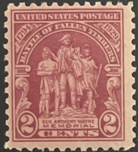 Scott #680 1929 2¢ Battle of Fallen Timbers unused very lightly hinged