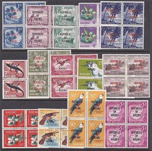 NAURU 1968 REPUBLIC overprint definitive set fine used blocks of 4.........A5722