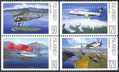 2009 ICELAND -  SG: 1241/1244  - AVIATION - UNMOUNTED MINT 