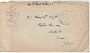 On Active Service Passed by Censor 1945 Stamps cover to England ref R18082