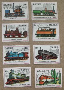 Zaire 1980 Trains, MNH. Scott 935-942, CV $11.10