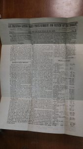 April 1 1850 San Francisco CA GOLD RUSH Stampless 40 2p Prices Current Circular
