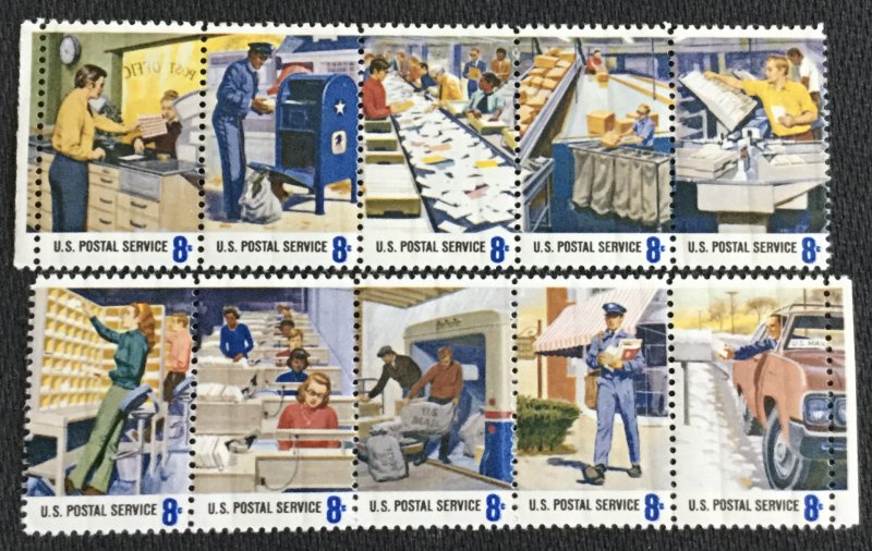 US #1489-1498 MNH 10 singles Postal Service Employees SCV $2.50 L24